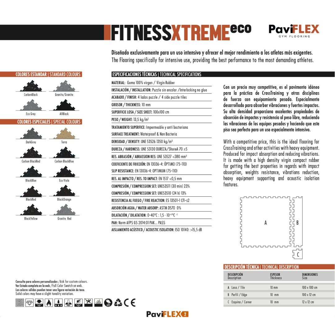 Fitness XTREME ECO – 10 mm Recycled Rubber Gym Flooring